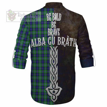 Douglas Tartan Family Crest Ghillie Kilt Shirt Alba Gu Brath Be Brave Lion Ancient Style