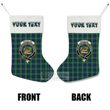 Tartan Vibes Clothing Douglas Tartan Family Crest Christmas Stocking with Personalized Text