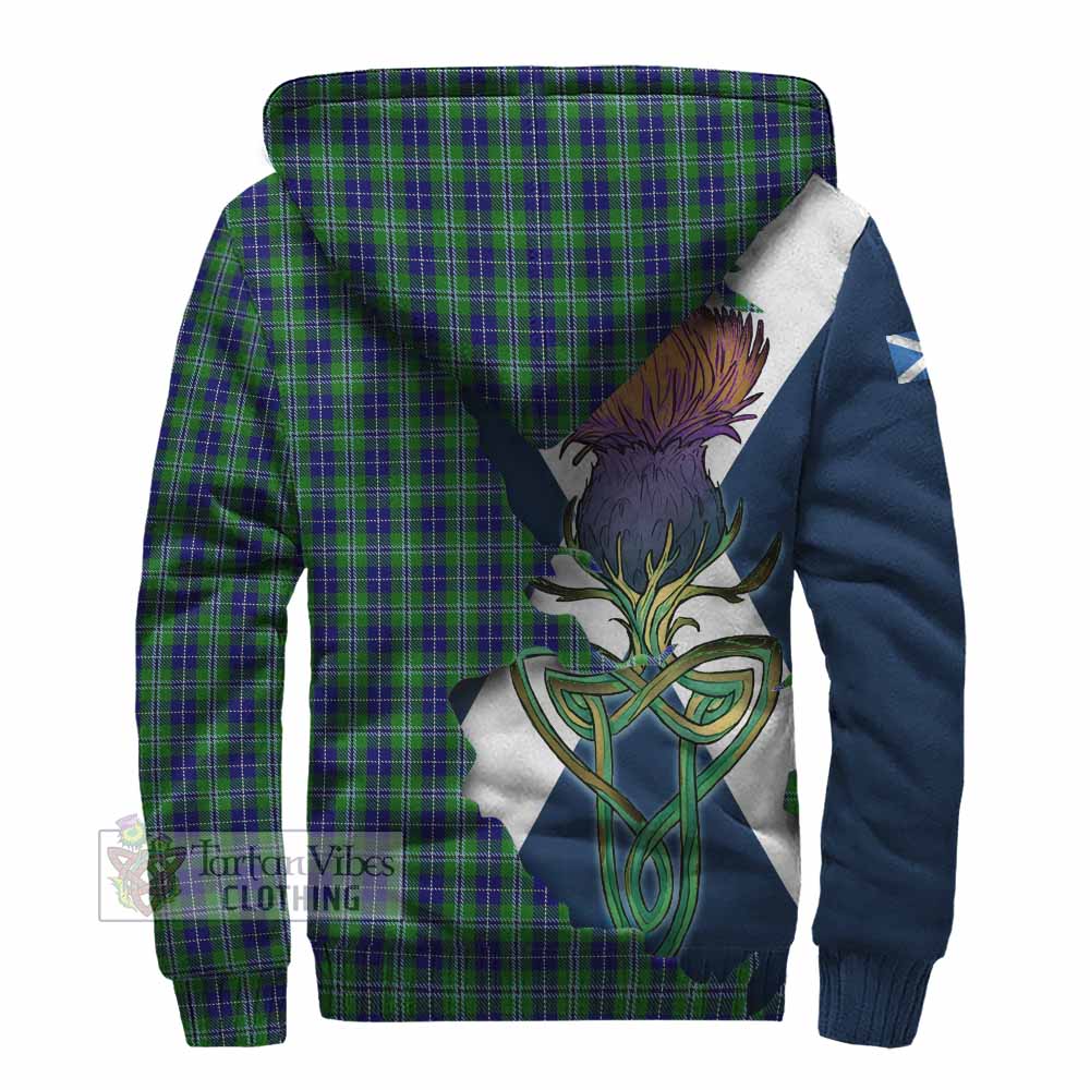 Tartan Vibes Clothing Douglas Tartan Family Crest Sherpa Hoodie Scottish Thistle Celtic Inspired
