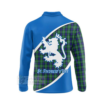 Douglas Family Crest Tartan Long Sleeve Polo Shirt Celebrate Saint Andrew's Day in Style
