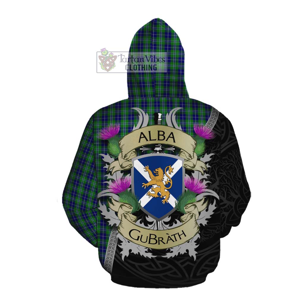 Tartan Vibes Clothing Douglas Tartan Family Crest Cotton Hoodie Lion Rampant Royal Thistle Shield Celtic Inspired