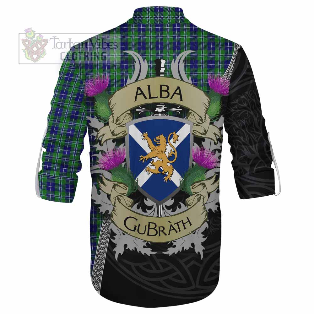 Tartan Vibes Clothing Douglas Tartan Family Crest Ghillie Kilt Shirt Lion Rampant Royal Thistle Shield Celtic Inspired