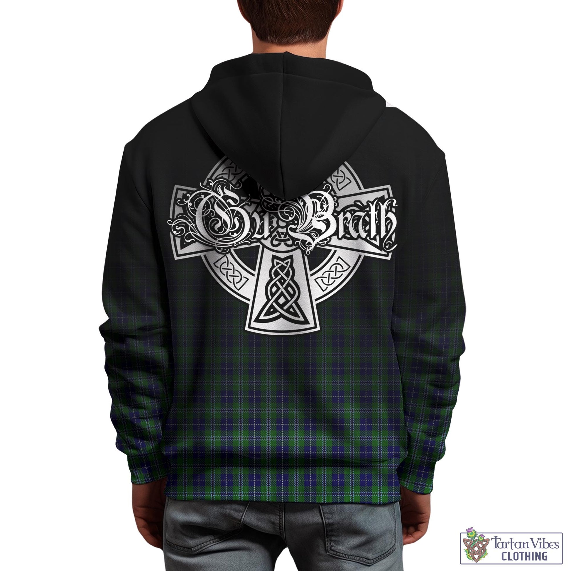 Tartan Vibes Clothing Douglas Tartan Hoodie Featuring Alba Gu Brath Family Crest Celtic Inspired
