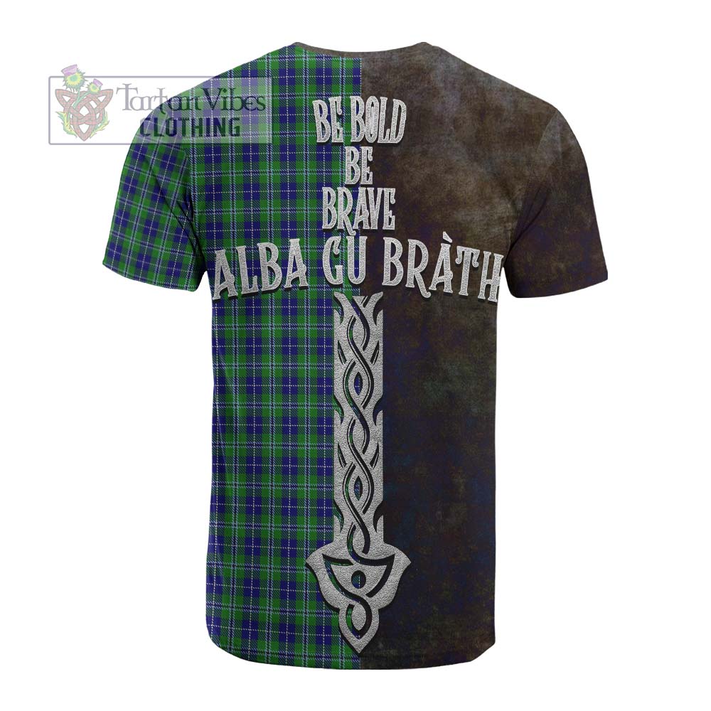Tartan Vibes Clothing Douglas Tartan Family Crest Cotton T-shirt Alba Gu Brath Be Brave Lion Ancient Style