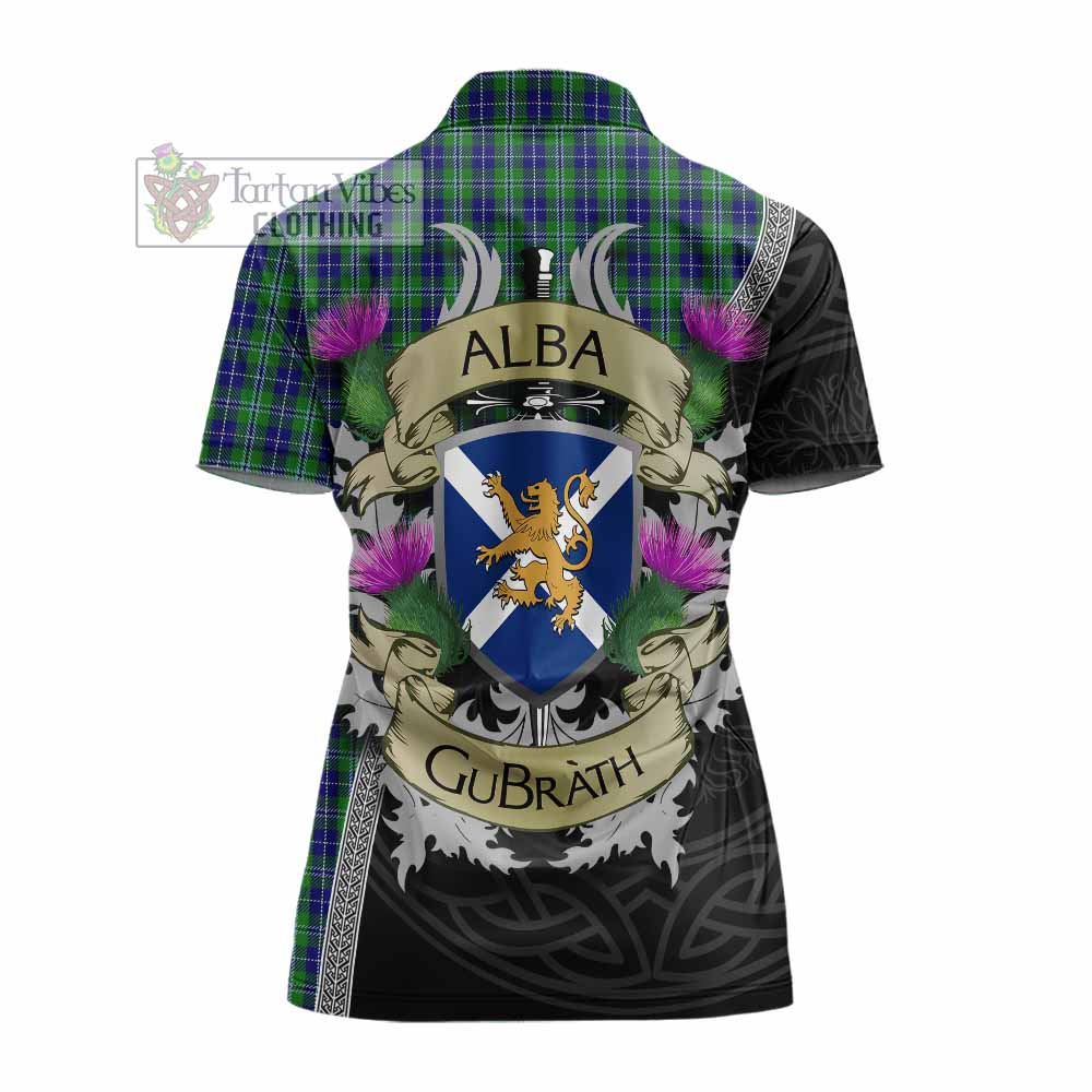 Tartan Vibes Clothing Douglas Tartan Family Crest Women's Polo Shirt Lion Rampant Royal Thistle Shield Celtic Inspired