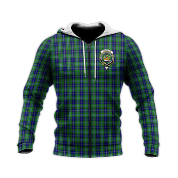 Douglas Tartan Knitted Hoodie with Family Crest