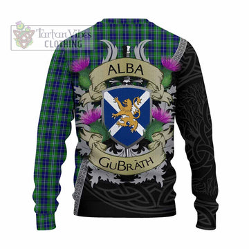Tartan Vibes Clothing Douglas Tartan Family Crest Knitted Sweater Lion Rampant Royal Thistle Shield Celtic Inspired