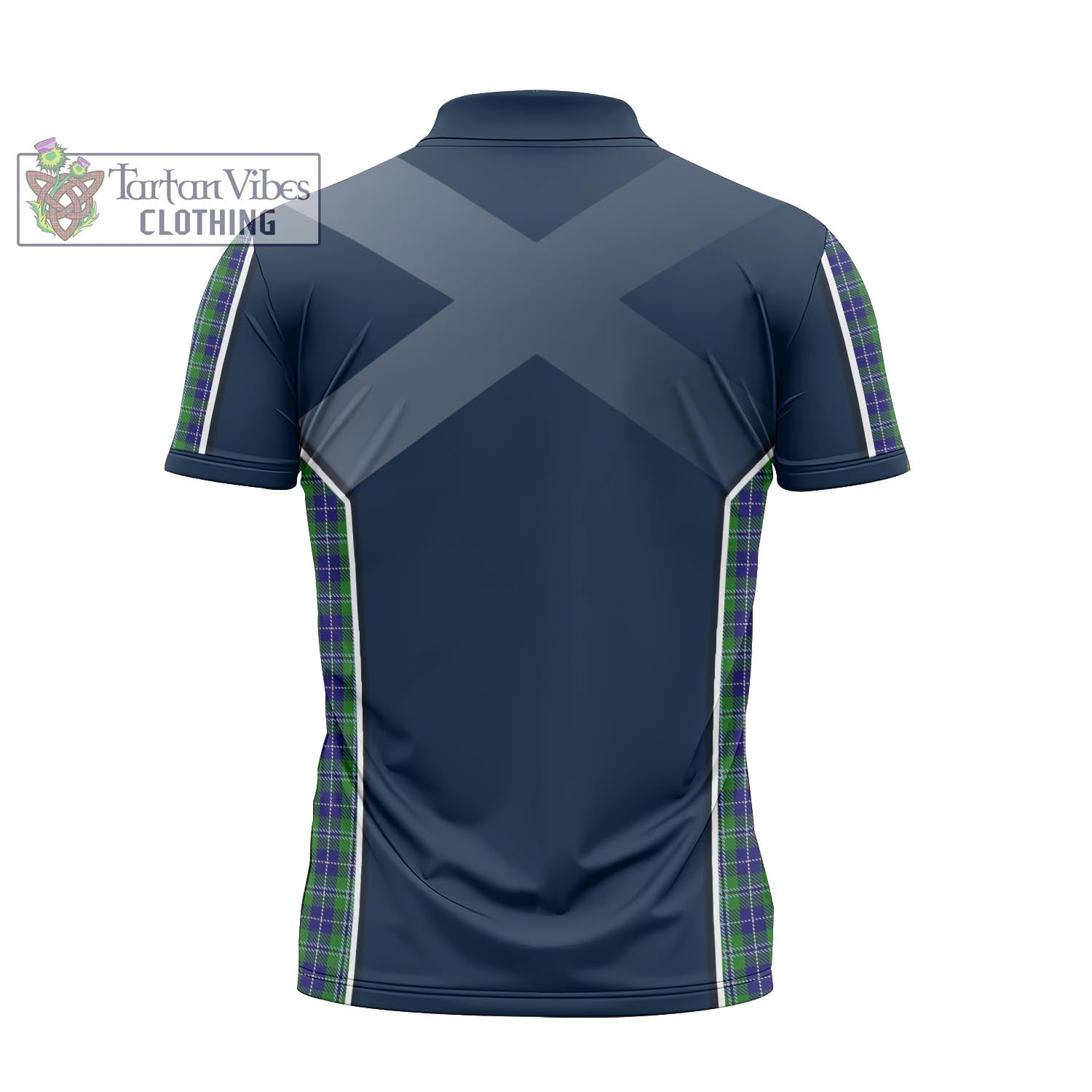 Tartan Vibes Clothing Douglas Tartan Zipper Polo Shirt with Family Crest and Scottish Thistle Vibes Sport Style