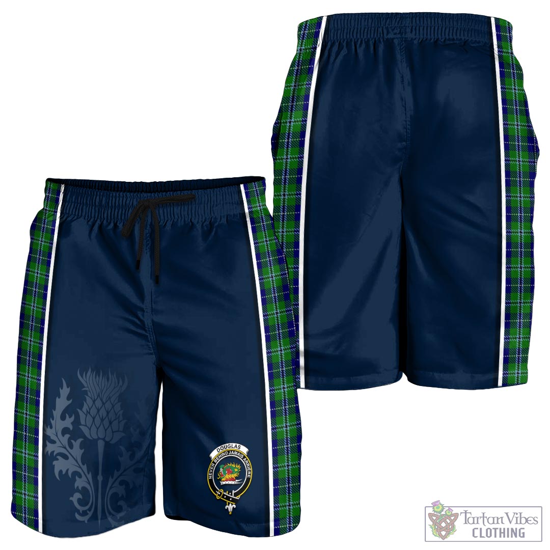 Tartan Vibes Clothing Douglas Tartan Men's Shorts with Family Crest and Scottish Thistle Vibes Sport Style