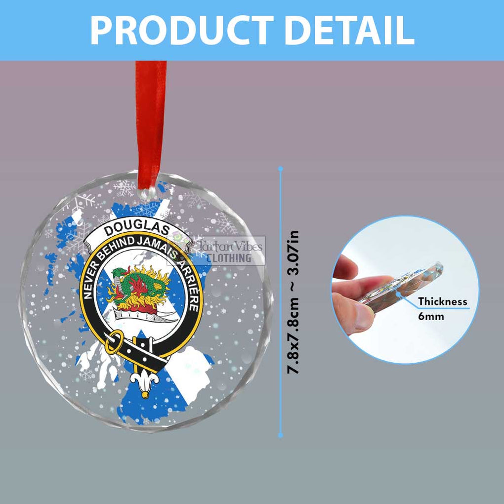 Tartan Vibes Clothing Douglas Clan Crest Christmas Glass Ornament with Scotland Map