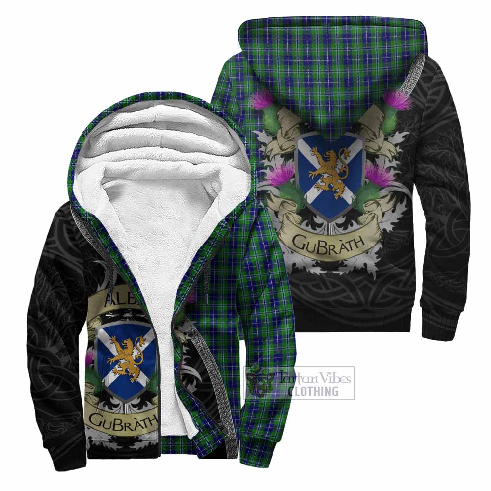 Tartan Vibes Clothing Douglas Tartan Family Crest Sherpa Hoodie Lion Rampant Royal Thistle Shield Celtic Inspired