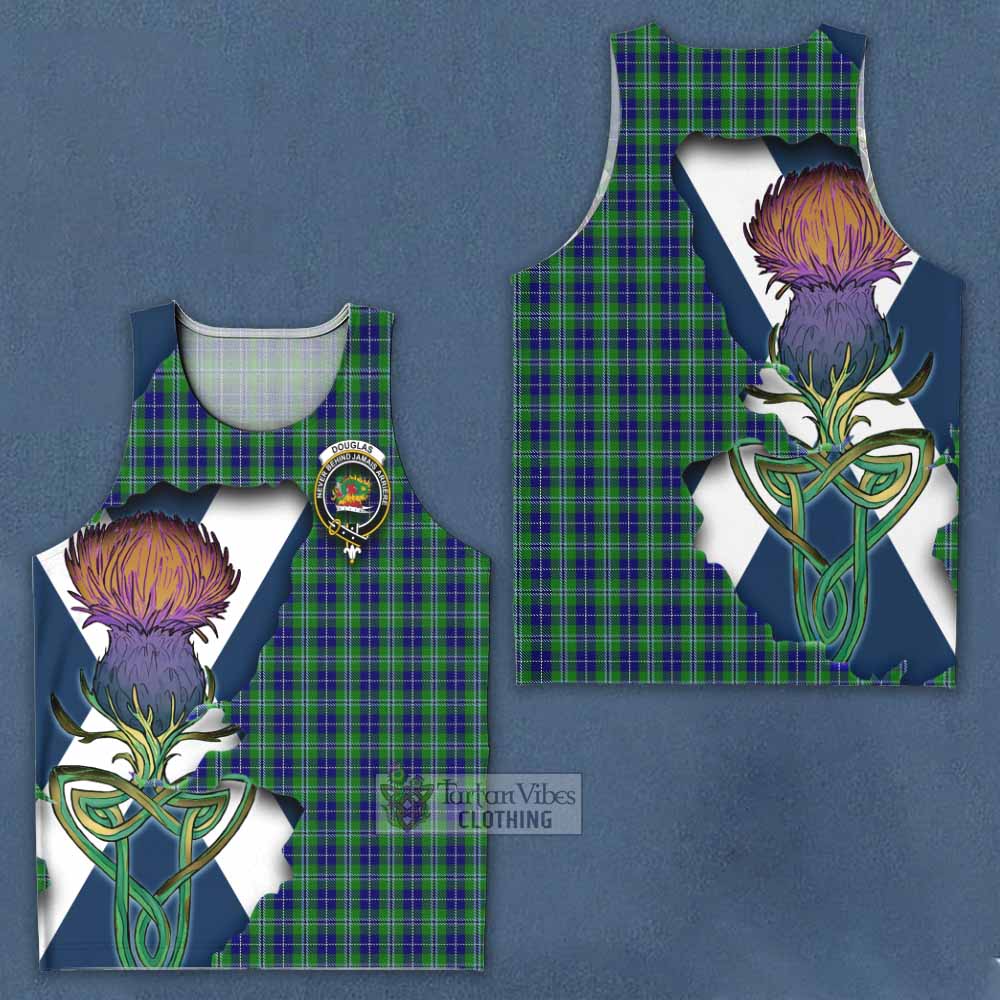 Tartan Vibes Clothing Douglas Tartan Family Crest Men's Tank Top Scottish Thistle Celtic Inspired