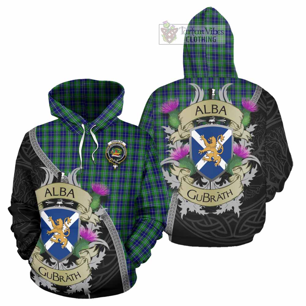 Tartan Vibes Clothing Douglas Tartan Family Crest Hoodie Lion Rampant Royal Thistle Shield Celtic Inspired
