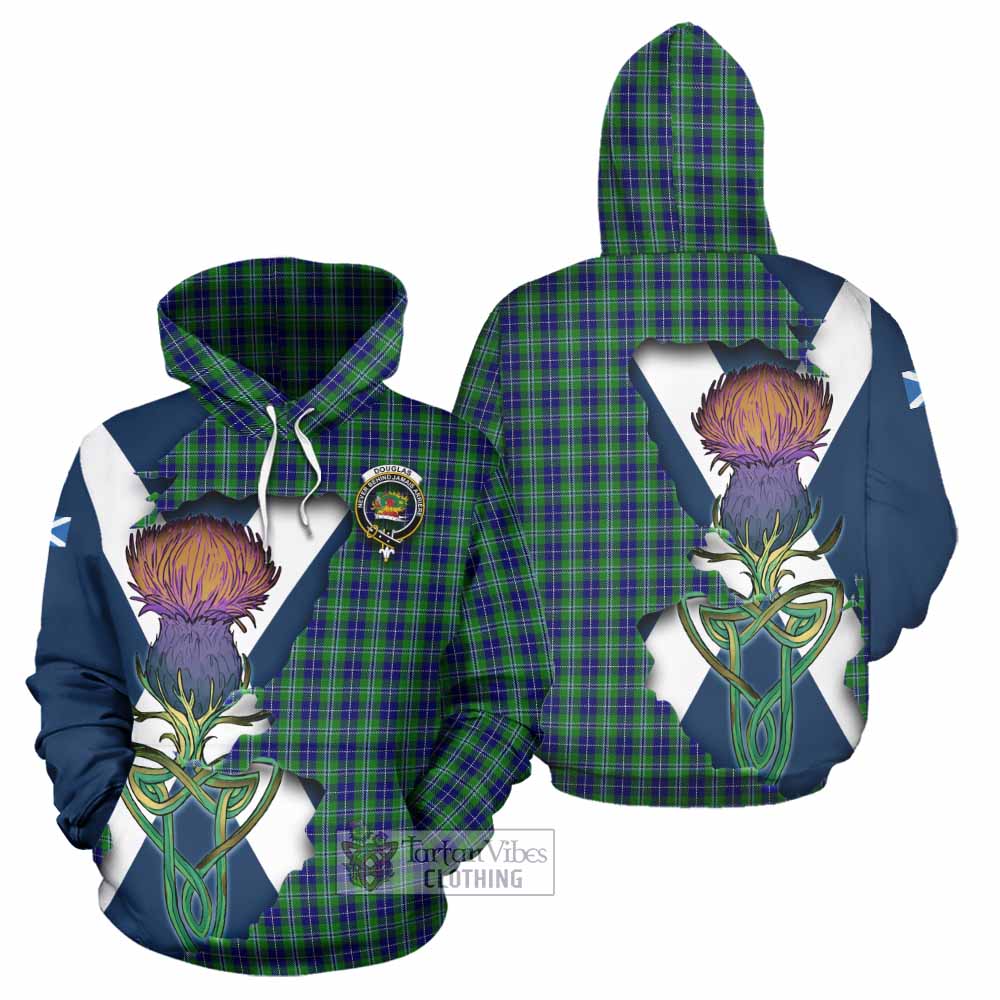 Tartan Vibes Clothing Douglas Tartan Family Crest Hoodie Scottish Thistle Celtic Inspired
