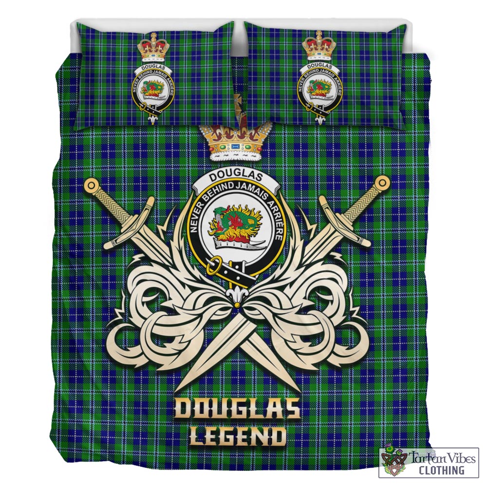 Douglas Tartan Bedding Set with Clan Crest and the Golden Sword of Courageous Legacy - Tartan Vibes Clothing