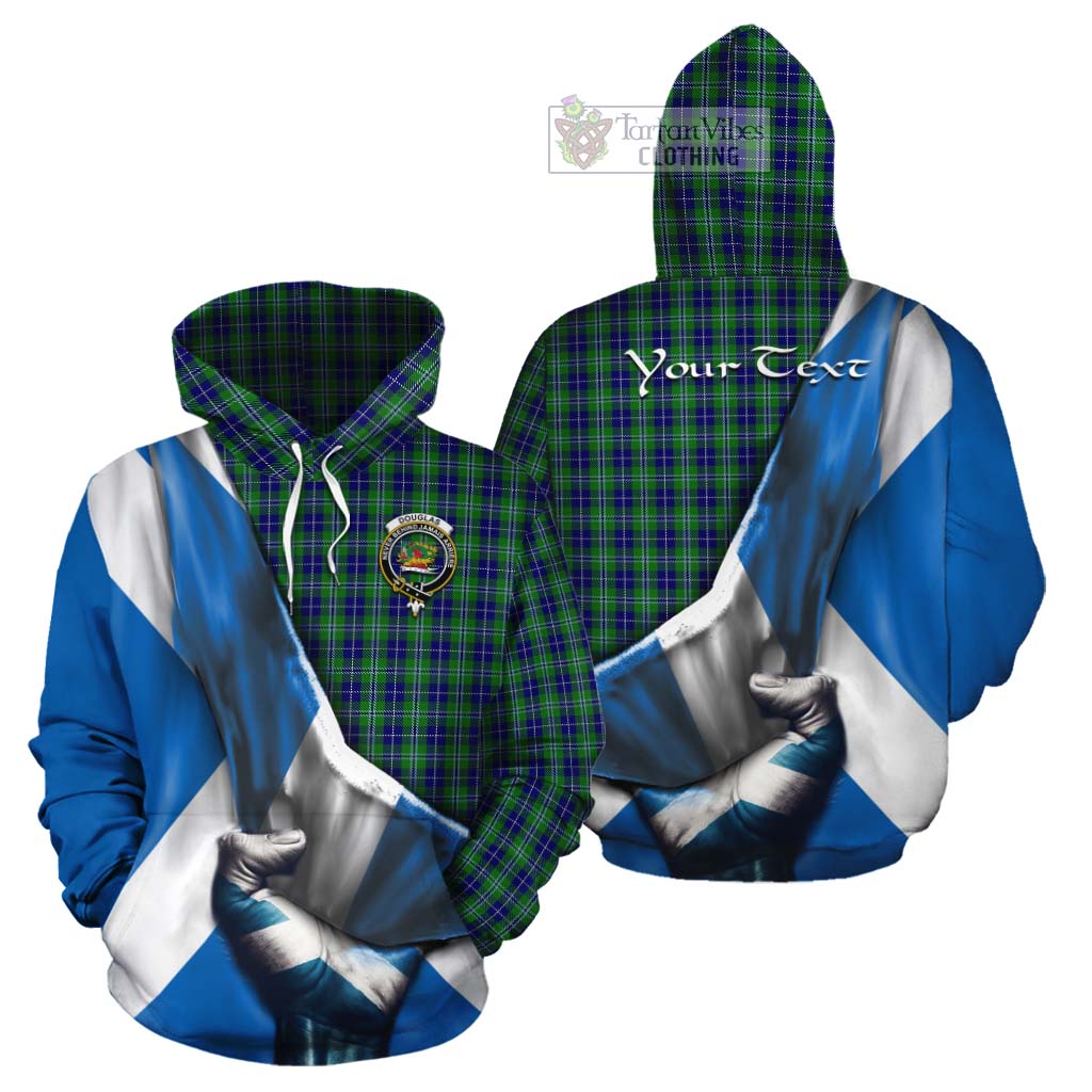 Tartan Vibes Clothing Douglas Tartan Cotton Hoodie with Family Crest Scotland Patriotic Style
