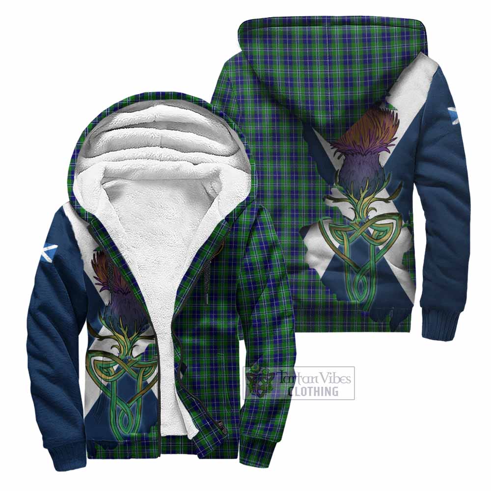 Tartan Vibes Clothing Douglas Tartan Family Crest Sherpa Hoodie Scottish Thistle Celtic Inspired