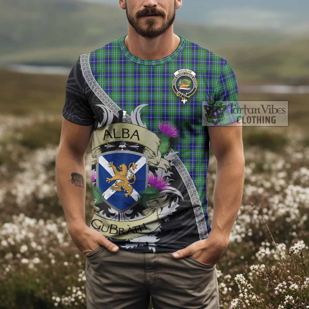 Tartan Vibes Clothing Douglas Tartan Family Crest T-Shirt Lion Rampant Royal Thistle Shield Celtic Inspired