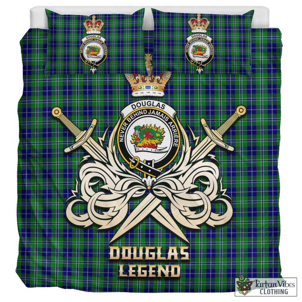 Douglas Tartan Bedding Set with Clan Crest and the Golden Sword of Courageous Legacy - Tartan Vibes Clothing