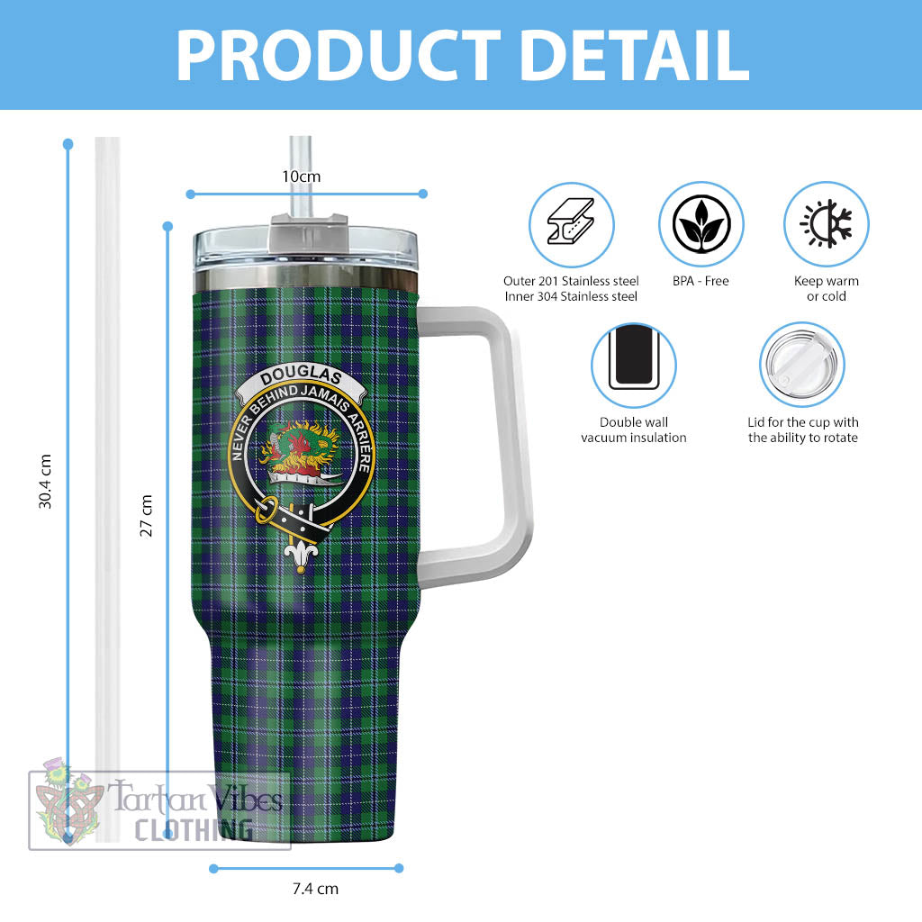 Tartan Vibes Clothing Douglas Tartan and Family Crest Tumbler with Handle