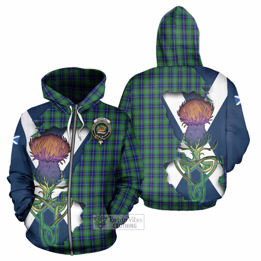 Tartan Vibes Clothing Douglas Tartan Family Crest Hoodie Scottish Thistle Celtic Inspired