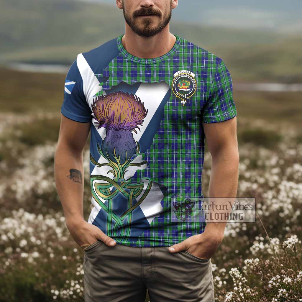 Tartan Vibes Clothing Douglas Tartan Family Crest T-Shirt Scottish Thistle Celtic Inspired