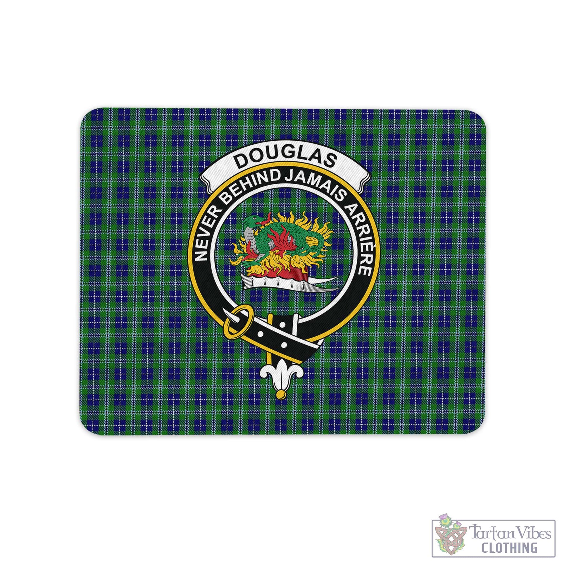 Tartan Vibes Clothing Douglas Tartan Mouse Pad with Family Crest
