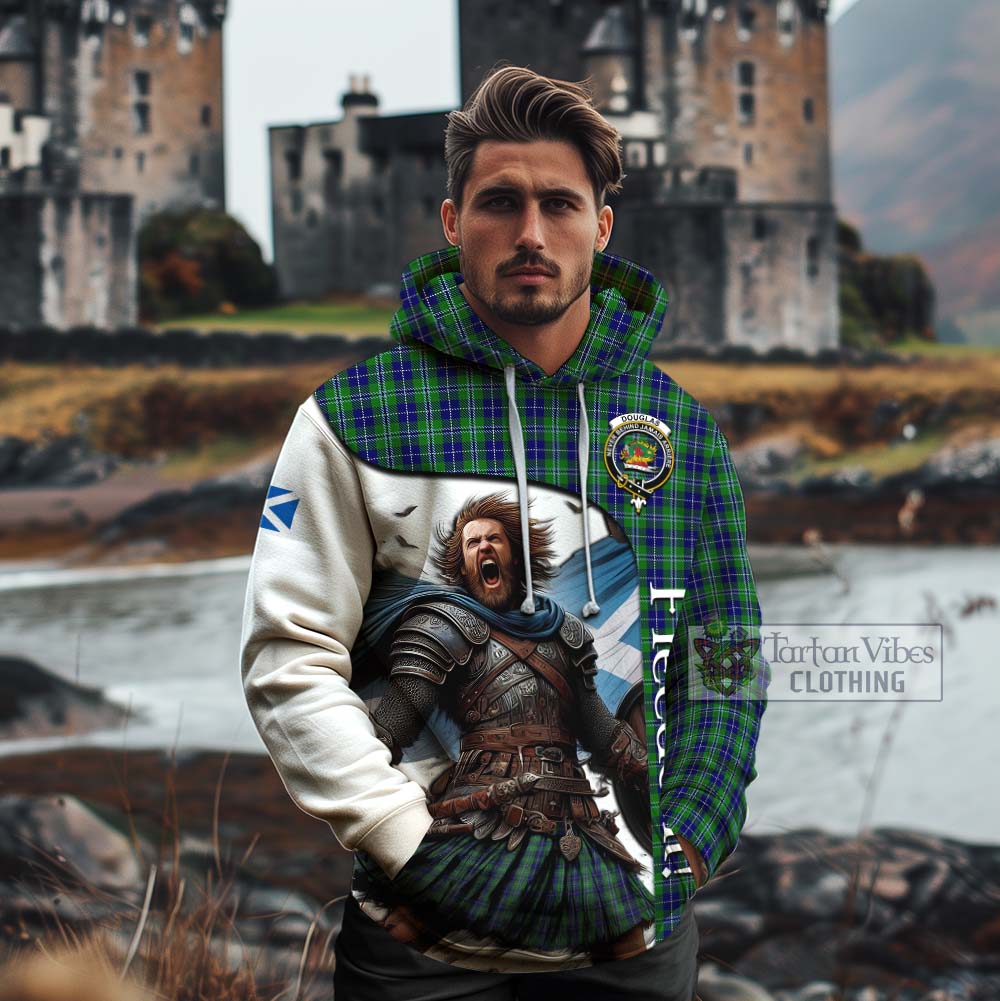Tartan Vibes Clothing Douglas Crest Tartan Cotton Hoodie Inspired by the Freedom of Scottish Warrior