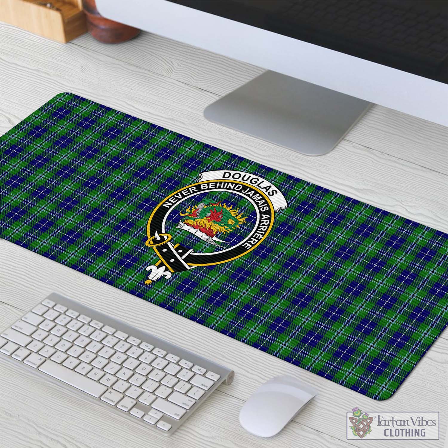 Tartan Vibes Clothing Douglas Tartan Mouse Pad with Family Crest