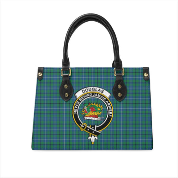 Douglas Ancient Tartan Leather Bag with Family Crest