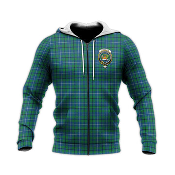 Douglas Ancient Tartan Knitted Hoodie with Family Crest