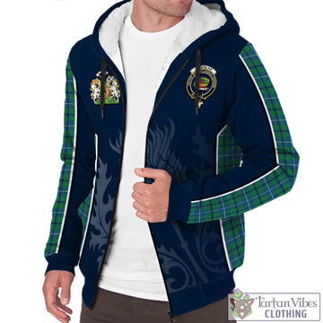 Douglas Ancient Tartan Sherpa Hoodie with Family Crest and Scottish Thistle Vibes Sport Style
