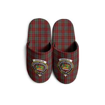 Douglas Ancient Red Tartan Home Slippers with Family Crest