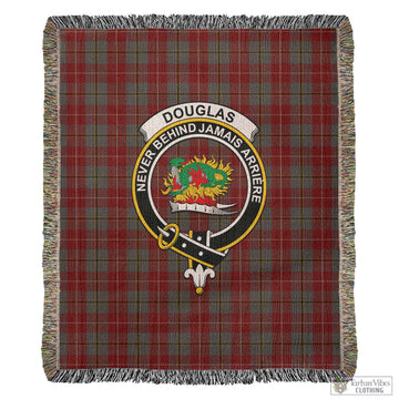 Douglas Ancient Red Tartan Woven Blanket with Family Crest