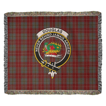 Douglas Ancient Red Tartan Woven Blanket with Family Crest
