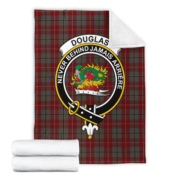 Douglas Ancient Red Tartan Blanket with Family Crest