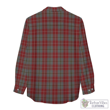 Douglas Ancient Red Tartan Womens Casual Shirt with Family Crest