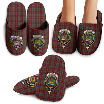 Douglas Ancient Red Tartan Home Slippers with Family Crest