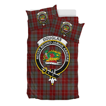 Douglas Ancient Red Tartan Bedding Set with Family Crest