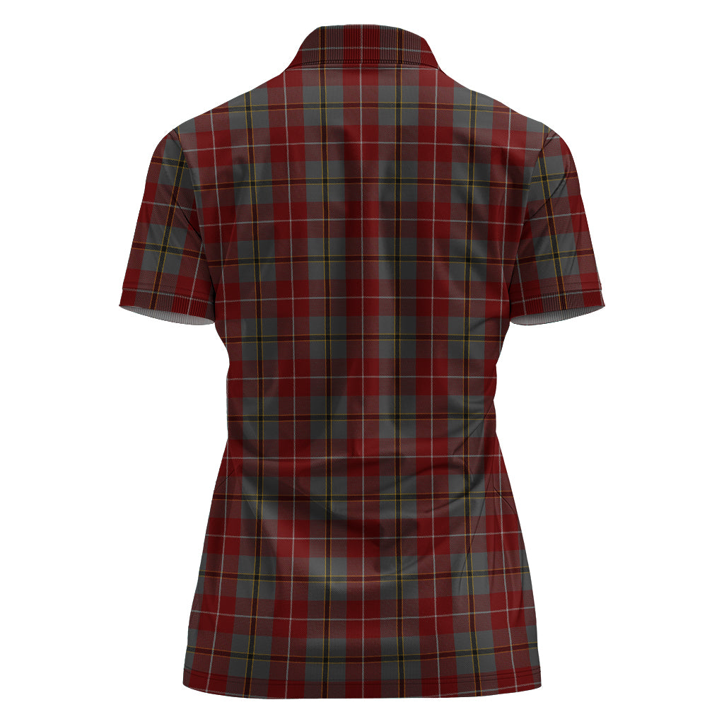 douglas-ancient-red-tartan-polo-shirt-with-family-crest-for-women