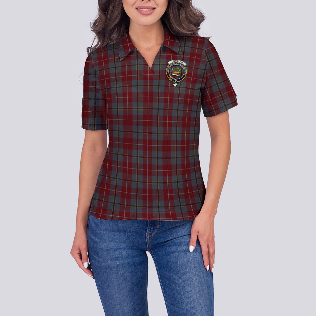 douglas-ancient-red-tartan-polo-shirt-with-family-crest-for-women