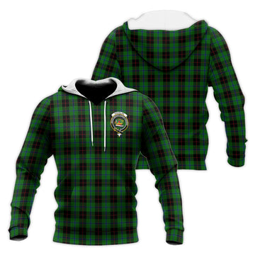 Douglas Black Tartan Knitted Hoodie with Family Crest