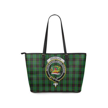 Douglas Black Tartan Leather Tote Bag with Family Crest
