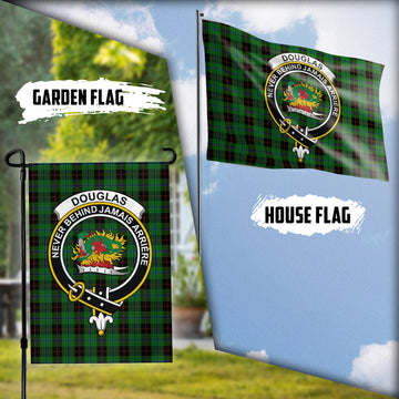 Douglas Black Tartan Flag with Family Crest