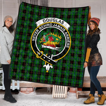 Douglas Black Tartan Quilt with Family Crest