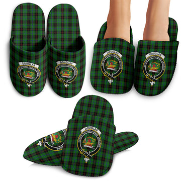 Douglas Black Tartan Home Slippers with Family Crest