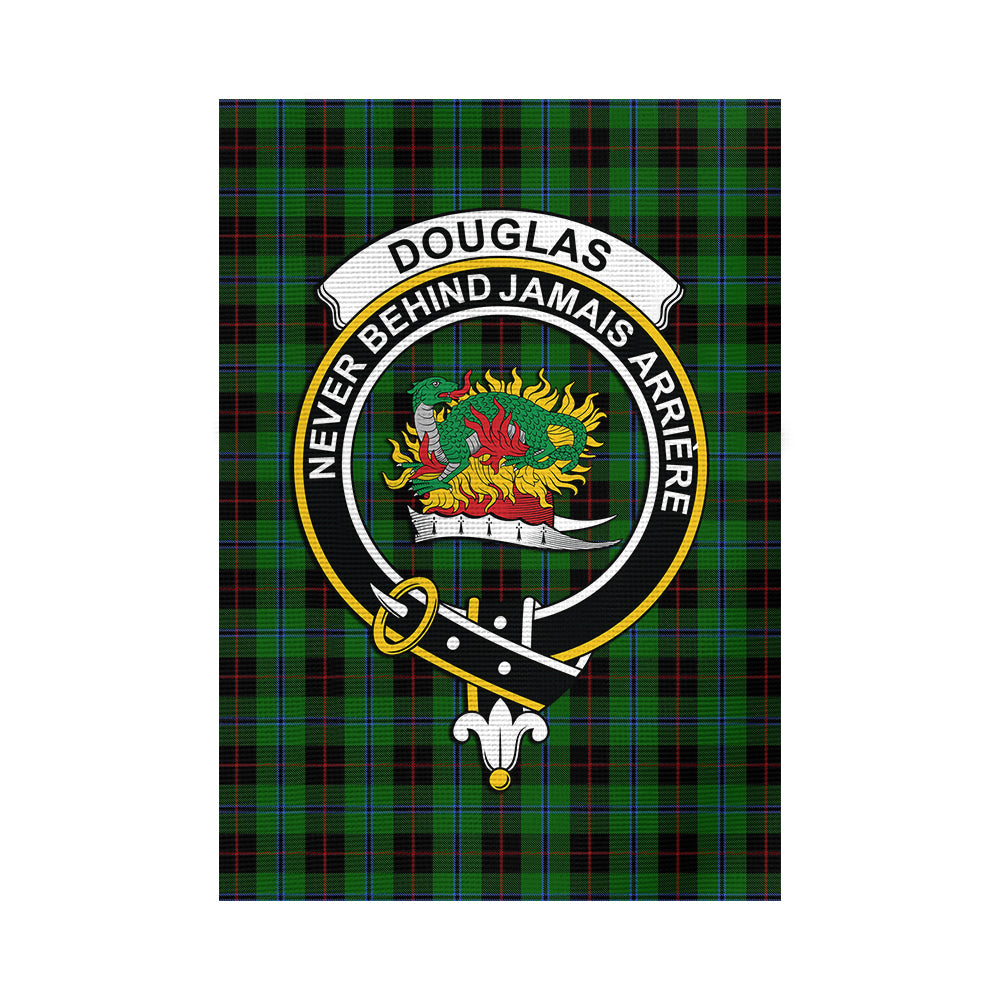 douglas-black-tartan-flag-with-family-crest