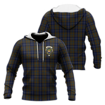Douglas Brown Tartan Knitted Hoodie with Family Crest