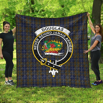 Douglas Brown Tartan Quilt with Family Crest