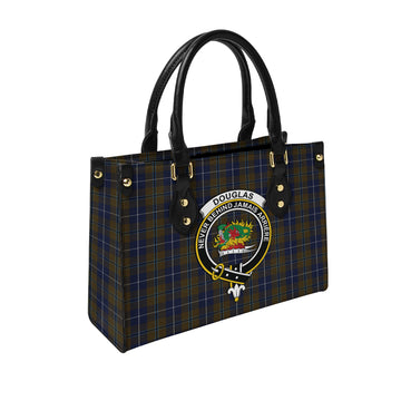 Douglas Brown Tartan Leather Bag with Family Crest